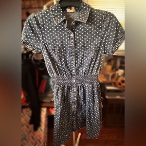 Mossimo Blue Polka Dot Denim Button Down Shirt Dress   Size S. 💙🤍